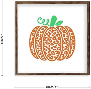 Cheetah Print Pumpkin Wood Frame Wall Decor 7x7