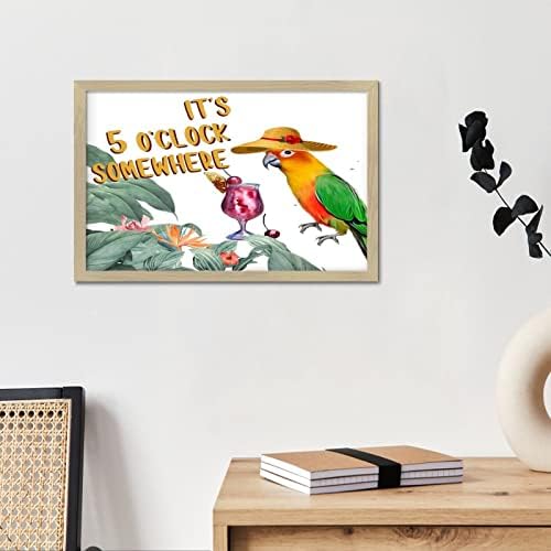 Its Five Oclock Somewhere Wood Framed Sign 8x12in