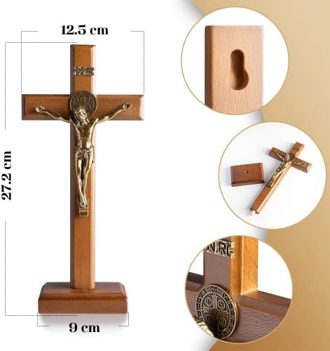 KUXBET 107 Inch Wooden Wall Cross with Stand