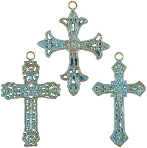 3 Pcs Cast Iron Crosses Wall Decor Set