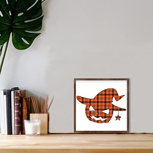 COCOKEN Halloween Pumpkin Yellow Plaid Wall Art Decor