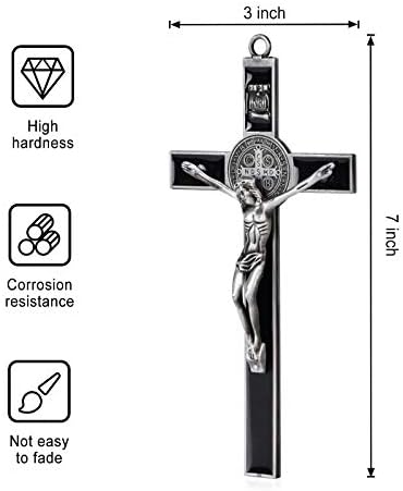 Wellcho Black Enamel Crucifix Wall Cross - Saint Benedict Religious Wall Art