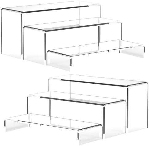 6 Piece Clear Acrylic Display Risers 3 Tier Stand