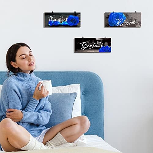 Hillban 3 Piece Rose Wooden Wall Decor Signs