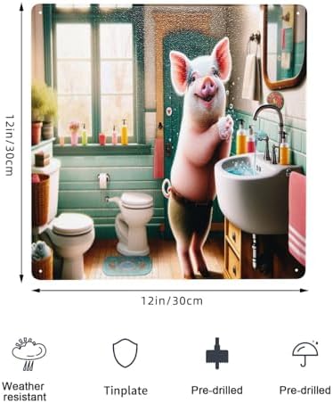 Cheerful Piglet Bathroom Decor Metal Tin Sign 1