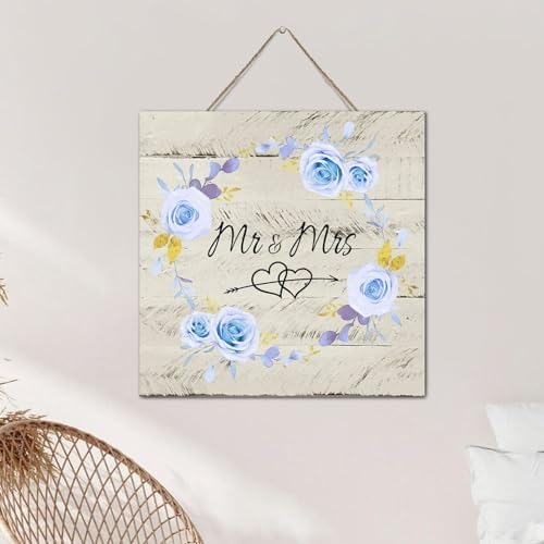 Autravelco MrMrs Wall Decor 12x12 Wood Sign