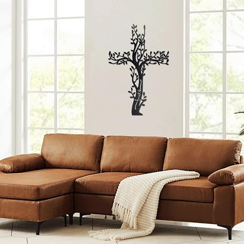 Ecqizer Unique Tree of Life Wall Cross 16-11 Inch Black