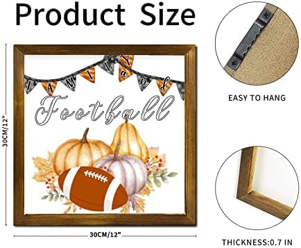Family and Football Wood Framed Sign 12x12 Inch Wall Decor