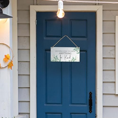 PHAMTE Be Kind Wooden Sign with Eucalyptus Leaf Design
