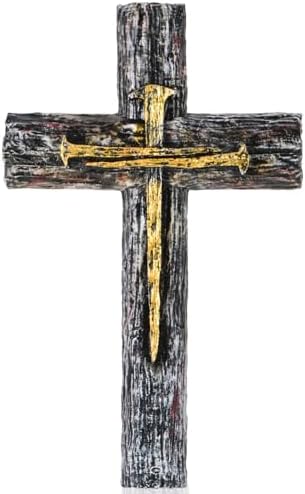 NCPLYGOU Rustic Wall Cross Decor with Golden Nail