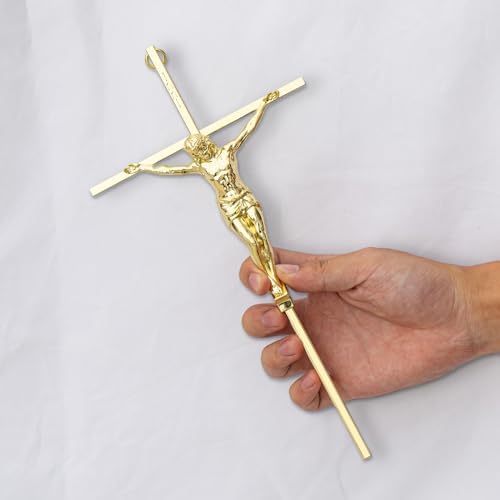 KUXBET 10 Inch Gold Metal Wall Cross Decor
