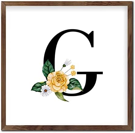 Funny Wood Framed Black Monogram Initial G Sign