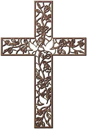 Yookeer Wall Hanging Wooden Cross Flower Decor