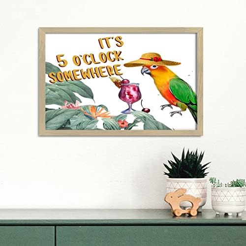 Its Five Oclock Somewhere Wood Framed Sign 8x12in