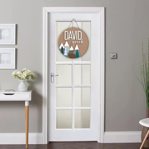 Custom Bear and Mountain Nursery Name Sign for Kids Room