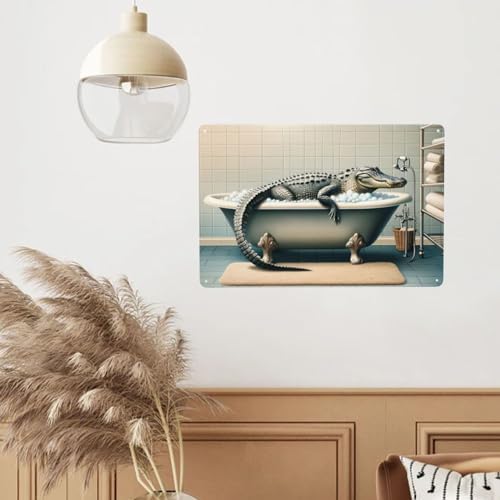 Quirky Alligator Bath Time Wall Art Decor