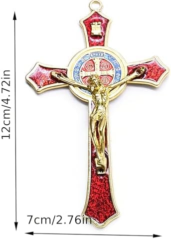 Saint Benedict Red Enamel Wall Cross Protection Decoration