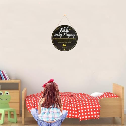 Baby Sleeping Sign Front Door Welcome Wooden Decor