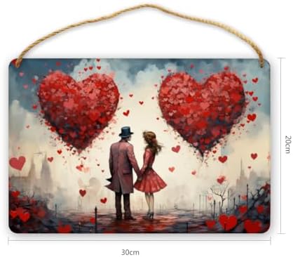 Urban Love Oasis Floating Hearts Wooden Wall Art 8x12 Inch