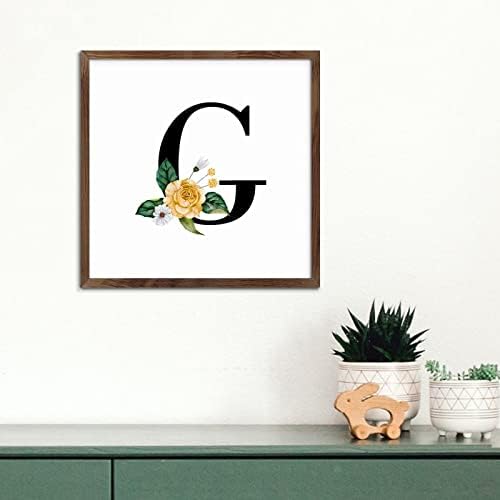 Funny Wood Framed Black Monogram Initial G Sign