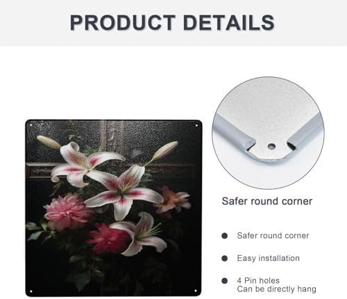 Timeless Elegance Floral Cross Tin Sign Wall Art