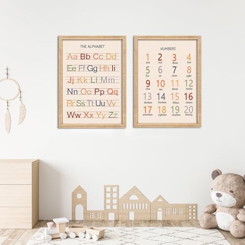 Cute Alphabet Numbers Framed Wall Art Set of 2 1