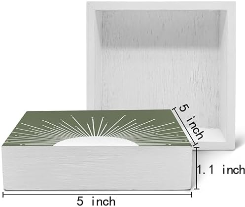 SRADMO Abstract Boho Green Wood Box Sign Decor 1