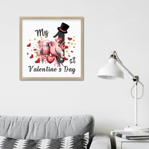 My 1st Valentines Day Birds Wall Decor Wood Sign