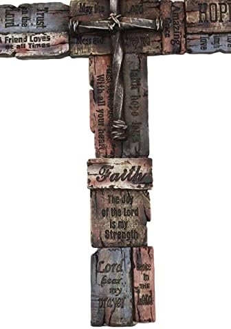 Ebros Gift Rustic Wall Cross Decor with Inspirational Words