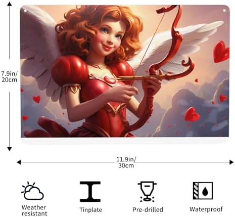 Enchanting Cupid Charm Tin Sign 12x8inch