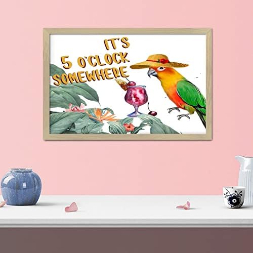 Its Five Oclock Somewhere Wood Framed Sign 8x12in