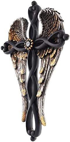 Top Brass Angel Wings Wall Cross - Spiritual Art Sculpture