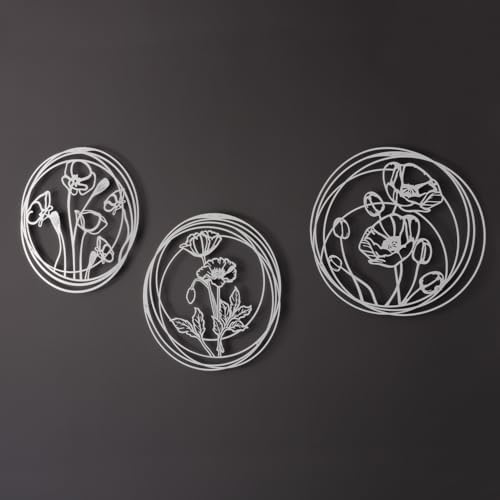 Poppy Flowers Metal Wall Art 3 Piece Set