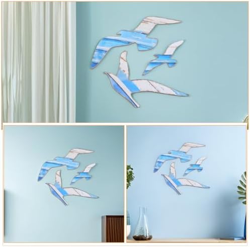 Toyvian 6pcs Wooden Seagull Wall Hanging