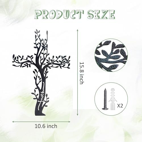 Ecqizer Unique Tree of Life Wall Cross 16-11 Inch Black