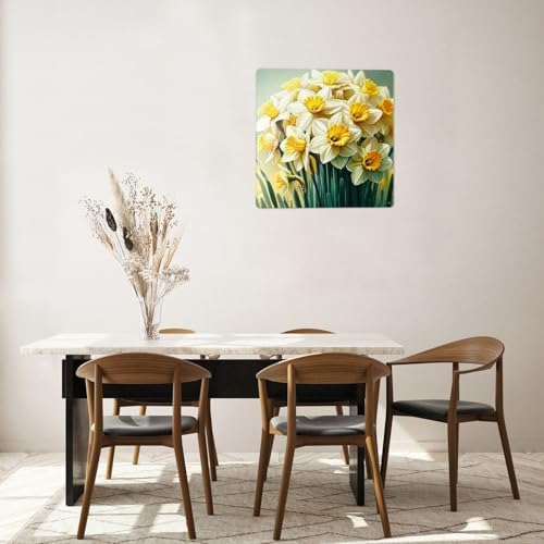 Retro Metal Tin Sign Wall Art 8x8inch Yellow Flower Decor