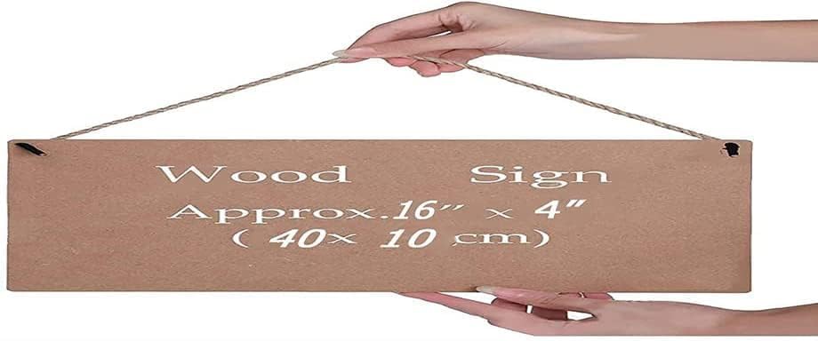 Wooden Hanging Sign Plaque With Rope - 4X16 Wall Art Decor