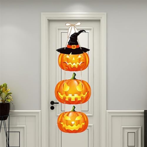 Roffiy 24 Inch Halloween Wall Pediment Pumpkin Door Ornaments