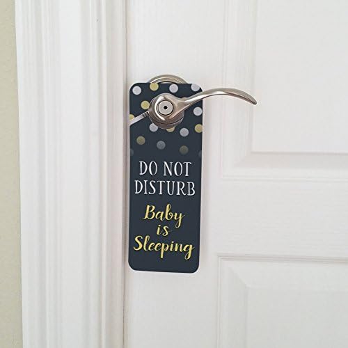 Do Not Disturb Baby is Sleeping Yellow Door Knob Hanger Sign