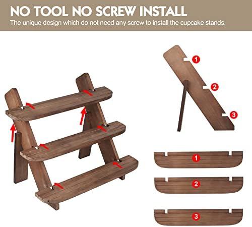 Wooden 3 Tier Display Riser for Earrings Rings