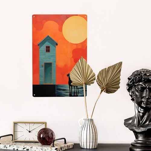 Solar Serenity Modern Dog House Wall Decor Tin Sign