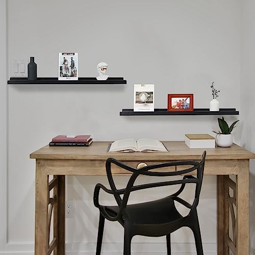 PHOENANCEE 36 Inch Floating Shelves Set of 2 Rustic Black