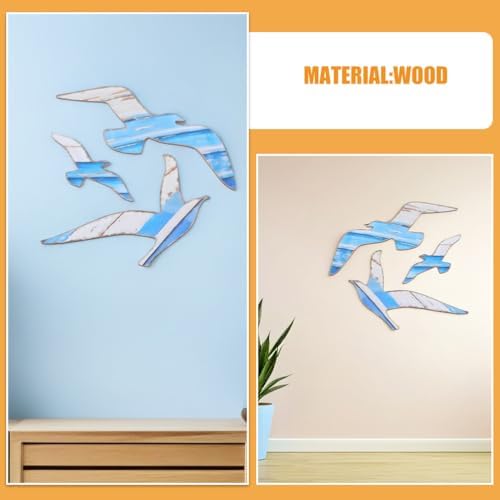 Toyvian 6pcs Wooden Seagull Wall Hanging