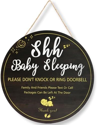 Baby Sleeping Sign Front Door Welcome Wooden Decor