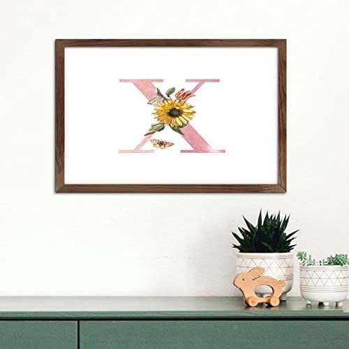 Pink Monogram Initial Letter X Framed Wood Sign Wall Decor