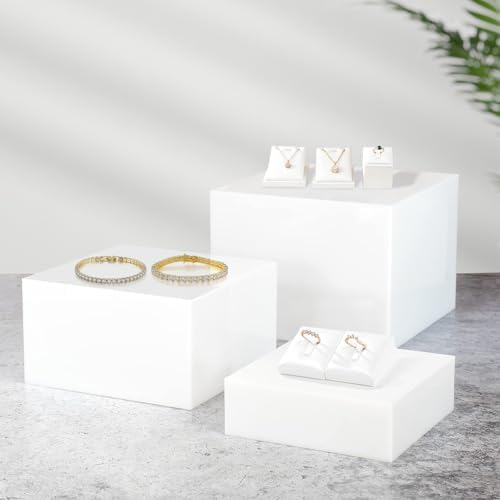 Gowing Buffet Risers 3PCS 8x9x10 Inch White Acrylic Boxes for Food Display