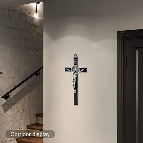 Wellcho Black Enamel Crucifix Wall Cross - Saint Benedict Religious Wall Art