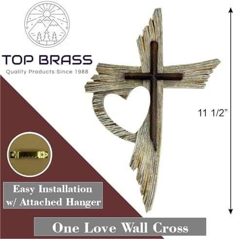 Top Brass One Love Rustic Wall Cross 12-Inch