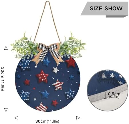 Patriotic White Blue Stars Door Wreath Decor