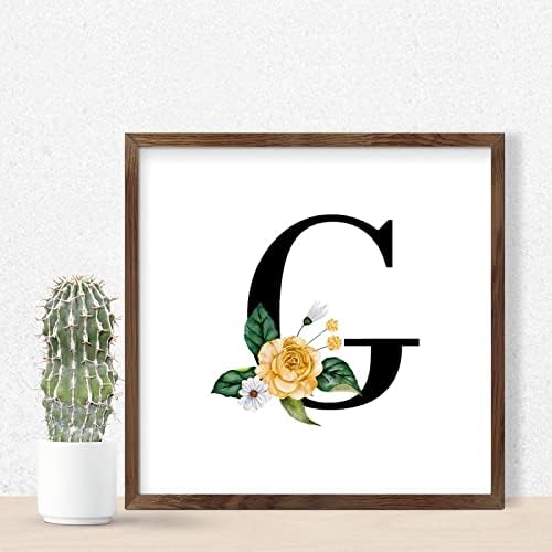 Funny Wood Framed Black Monogram Initial G Sign